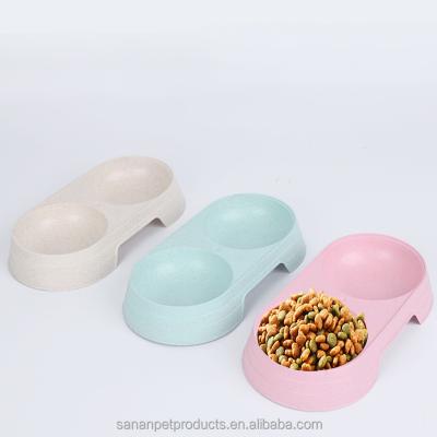 China 2021 Sustainable Pet Feeding And Drinking Shape Eco-Friendly Double Bowl Pet Cat Feeding Bowl for sale