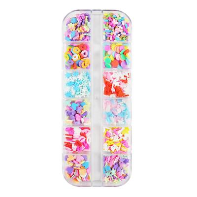 China Plastic 12 Styles Mix Shape Candy Color Polymer Clay 3D DIY Nail Decoration 2021 New Arrival Nail Accessories Decorations for sale