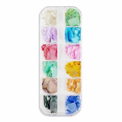 China Ultra-thin Irregular Crushed Natural Sea Shell 12 Colors Natural Sea Shell Flakes Nail Art Decoration for sale