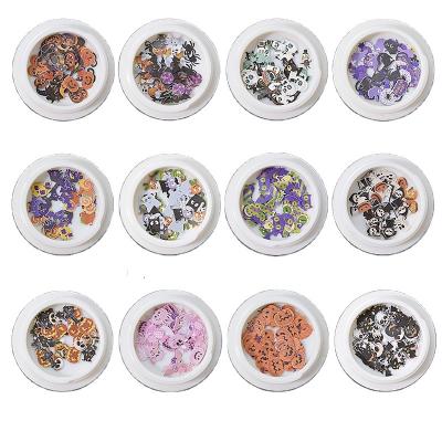China 2021 Dark Halloween Little Devil Bat Pumpkin Lamp Nail Sticker Nail Art Decoration Halloween Collection Nail Decoration for sale