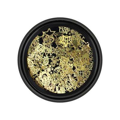 China Silver Metal Stars Snow Christmas Tree Gold Nail Patch Stickers Nail Art Decoration 2021 Christmas Decorative Nails Nail Art Decoration for sale