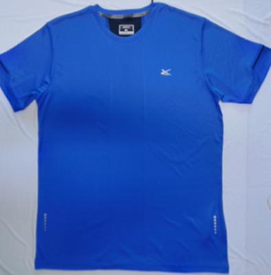 China O OEM seco rápido básico aceita o azul da camisa do pescoço de grupo T dos homens da tela 140gsm à venda
