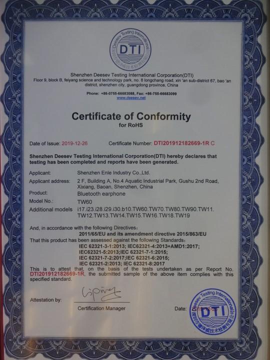 RoHS - Shenzhen Enle Industry Co., Ltd.