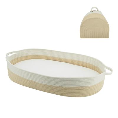 China Viable Baby Changing Basket with Extra Rope Moses Basket Pad Changing Table Topper Travel Diaper Protector Cotton for sale