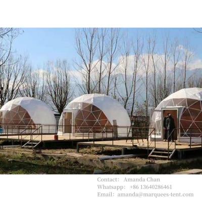 China Logotipo personalizado al aire libre Impreso Tienda Glamping Dome Lujo Casa Geodésica Tienda Dome en venta