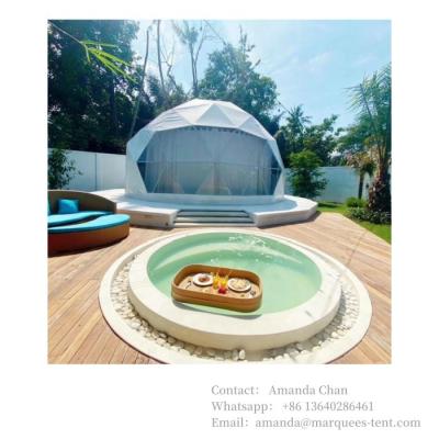 China Fuera impermeable, resistente al fuego, resistente a los rayos UV tienda de campaña Glamping Casa domo con baño para hotel resort en venta