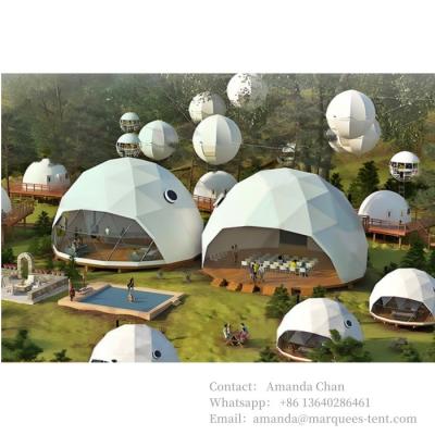 China Todos los tamaños personalizados Casa de lujo de cúpula Residencial hotel resort tiendas de campaña con acero de baño en venta