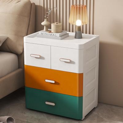 China Modern 48 CM Drawer type storage cabinet plastic baby wardrobe Colorful PP with wheels for living room storage drawer for sale