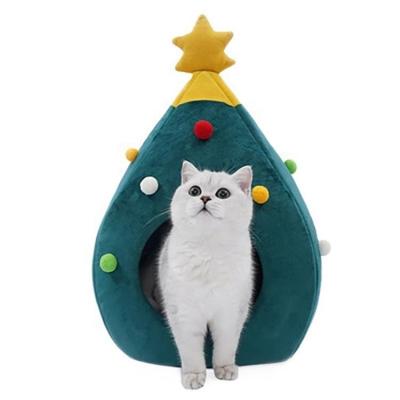 China New Breathable Winter Warm Christmas Style Cat Beds Fashion Manufacturing Modern Pet Bed Cave Bed for sale