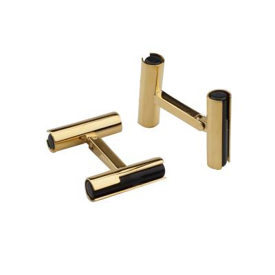 China Stainless Steel No Base Design Cufflink Luxury Columnar Stone Inside Executive Steel Cufflinks for sale