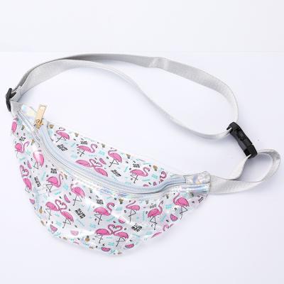 China Girls PVC Waist Bag Kids Body PVC Printed Outdoor Travel Bag Transparent Unicorn Flamingo Waist Bag Chest Cross Bag Belt for sale