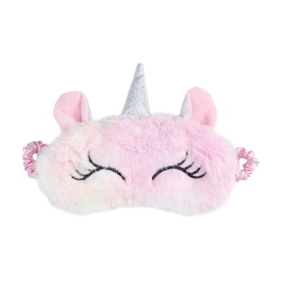 China Women Kids Cartoon Plush Unicorn Silk Eye Mask Sleeping Mask Relax Mask Plush Eye Shade Cover for Travel Party Home Gifts for sale