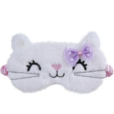 China Women Kids Cartoon Plush Cat Silk Eye Mask Sleeping Mask Relax Mask Plush Eye Shade Cover for Travel Party Home Gifts for sale