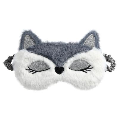China Women Girls Plush Fox Eye Mask Silk Sleep Mask Relax Mask Plush Eye Shade Cover For Travel Party Home Gifts for sale