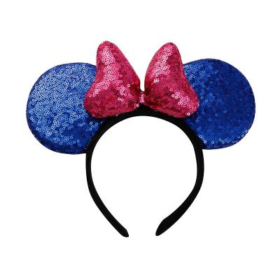 China Decoration Children Mickey Mouse Hair Circle European and American Cartoon Style Pop 3D Sequins Mini Strap Bows Princess Party Headband for sale