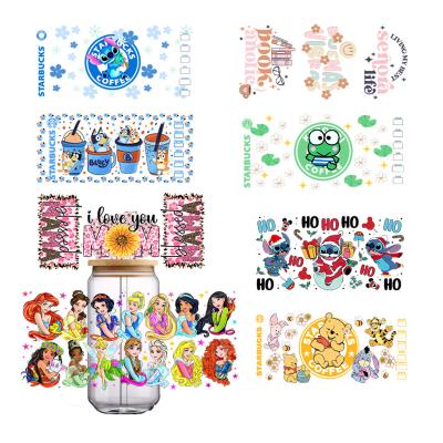 China Cup Factory Custom uv dtf cup wrap transfers 16oz 20oz 24oz Designs Transfers cartoon uv dtf cup wrap transfers for sale