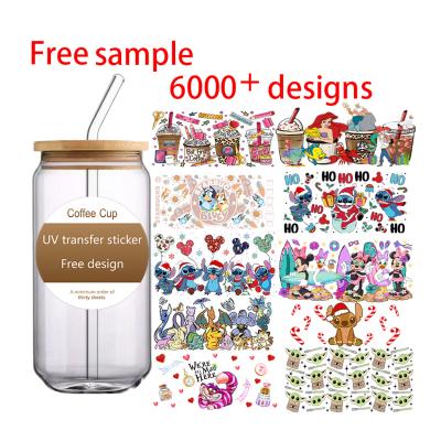 China Cup Factory Custom High sales 16oz 20oz 24oz Designs Transfers Label Uv Dtf Cup Wrap Transfer Stickers for sale