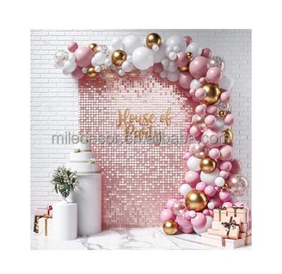 China Hot Sale 3D Glitter Wall Backdrop Panel Mirror Sparkle Pink Shimmer Wedding Party Events Decor Wall For Party Events Decor for sale