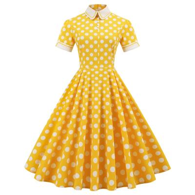China LD-1210109 Women's Embroidery Collar Polka Dots Vintage 1950s Breathable Cocktail Dress for sale