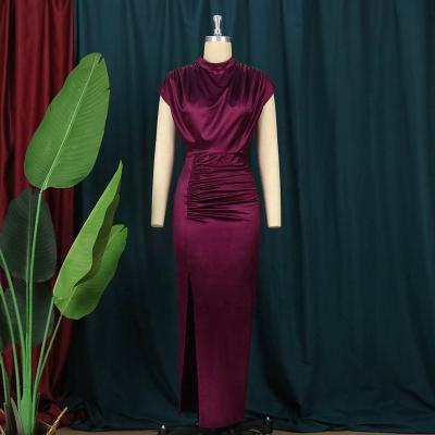 China Long collar high skirt solid color dress KEN-AM211217 new breathable wine temperament commuter waist top for sale