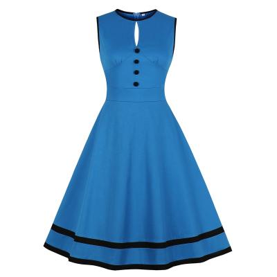 China Women's Keyhole Vintage Halloween Sailor Stripe Front Breathable Dress MXN-3051 for sale