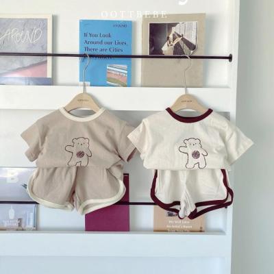 China Anti-Shrink Summer New Children Clothing Baby Clothes Cute Bear tshirt and Shorts Suits Cute Baby Girls' clothing Sets for sale