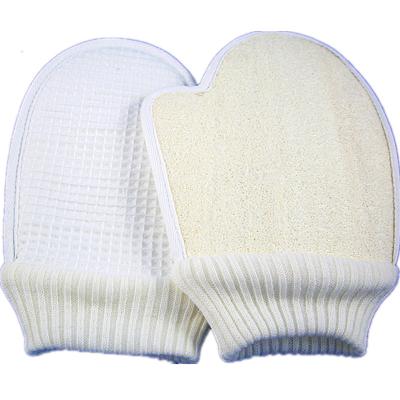 China EXFOLIATING factory direct supply fingered loofah sisal bathing bath rubbing exfoliating back gloves for sale