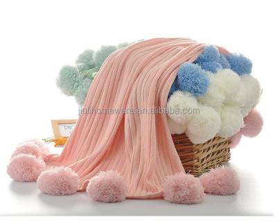 China Disposable 100 % Cotton Knit Soft Blanket Knitted Throw Blanket for sale