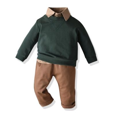 China European and American style children's autumn winter sleeve shirt border sweater long sports comfortable pants mix three-piece set for sale