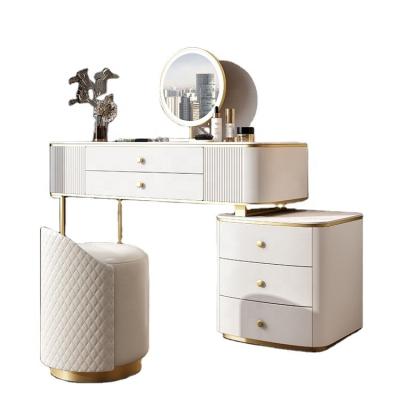 China Apartment (Height) Adjustable Bedroom Uses Popular New Women's Makeup Luxury Metal Dressing Table Furniture Combination for sale
