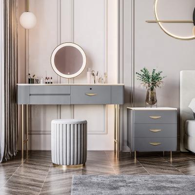 China (Waist)Adjustable Women Like Him Minimalist Gold Stone Metal Style Best Dressing Table Cosmetic Furniture for sale
