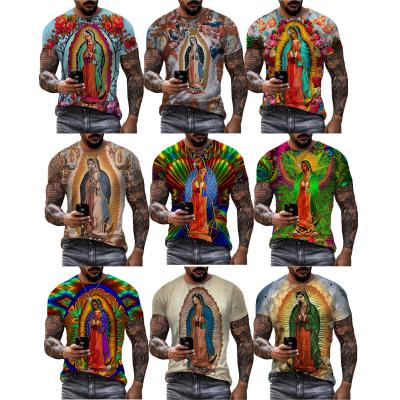 China Guadalupe Virgin Mary Catholic 3D Printing T-shirts Mens Summer Shorts QUICK DRY Sleeve Digital Printing Mens Top OEM ODM Tops Shirt 3D Tees for sale