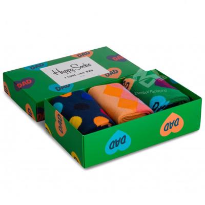 China 3 Pack Recyclable Custom Printed Sock Boxes , Easy Assembly Flat Shipping Paper Socks Packaging Box for sale