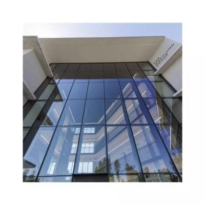 China Aluminum Cladding Glass Facade Hidden Frame Curtain Wall 12A for sale