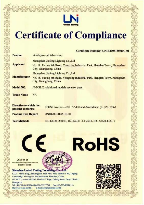 RoHS - Zhongshan Jiafeng Lighting Co., Ltd.
