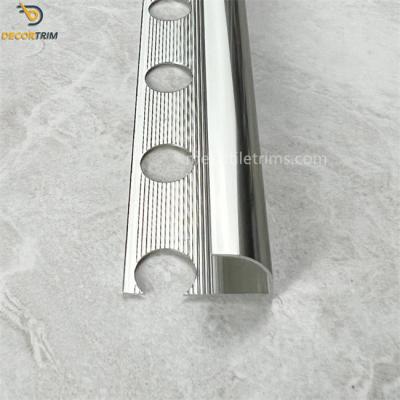 China Aluminum Corner Trim Tile Metal Tile Edge Trim Strip For Silver Matt Gold Rounded for sale