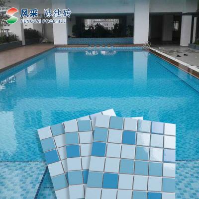 China Ubin CLASSIC Mosaik Kolam Renang 300X300 mm 6Mm, Mosaik Kolam Renang Biru Campur Persegi Harga Murah for sale