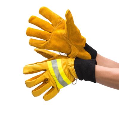 China Safety Work In-Stock CE EN659 Whip Leather Reflective Protective Fire FR Gloves for sale