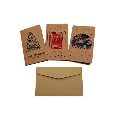 China China Design Fancy Decoration Merry Christmas Xmas Greeting Laser Cut Christmas Cards for sale