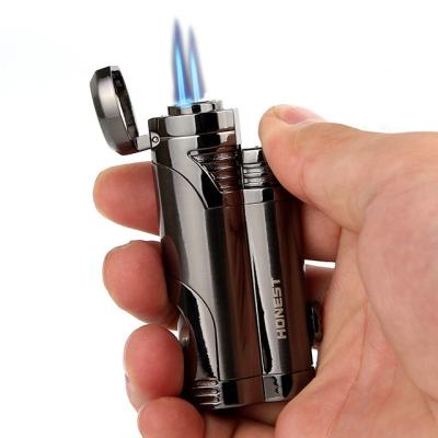 China Antique Popular Stainless Double Jet Flame Lighter Cigar Lighters Gift Lighter for sale