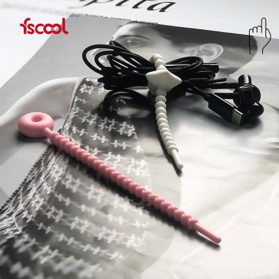 China Fscool Fashionable Silicone Portable Adjustable Cable Tie Factory Directly Cuts Candy Colors for sale
