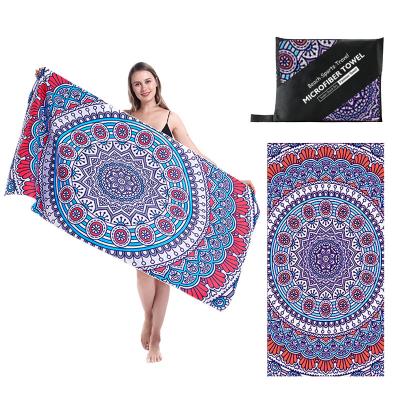 China Foreign Trade Viable Beach Towel Customized Microfiber Towel Double-Sided Velvet Print Swimming Quick Dry Bath Towel for sale