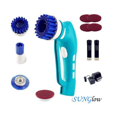 China Sustainable Cordless Electric Power Cleaning Scrubber with 4 Spin Scrubber Sweeps Heads for Tiles Showers Bathroom Windows Kitchen Car for sale