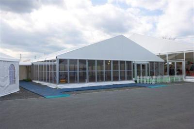 China Permanent Tent Structures Glass Wall Outdoor Exhibition Tent with PVC Opaque Cloths for sale