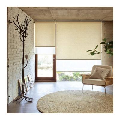 China Minimalist Easy Fix Wifi Polyester Blackout Full-Shading Remote Control Motorized Smart Roller Blinds for sale