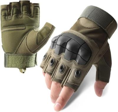 China Flexible Fingerless Tactical Combat Gloves Debossed Polyurethane for sale