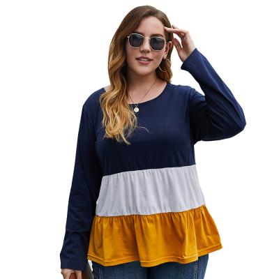 China Woman Breathable Spliced Sexy Tops Ladies Female Sleeves Color Shirts Blouses Long Sleeves 2020 Fashionable Plus Size Tops for sale