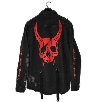 China 2021 Breathable Trendy Fashion Ripped Denim Male Streetwear Cowboy Coats Men Denim Lattice Jackets for sale