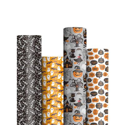 China Handmade Paper Material 80gsm Orange Brown Halloween Party Decoration Gift Wrapping Paper for sale