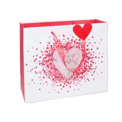 China Recyclable eco-friendly paper bag of Valentine's Day printing with Berling Berling window in the front for sale